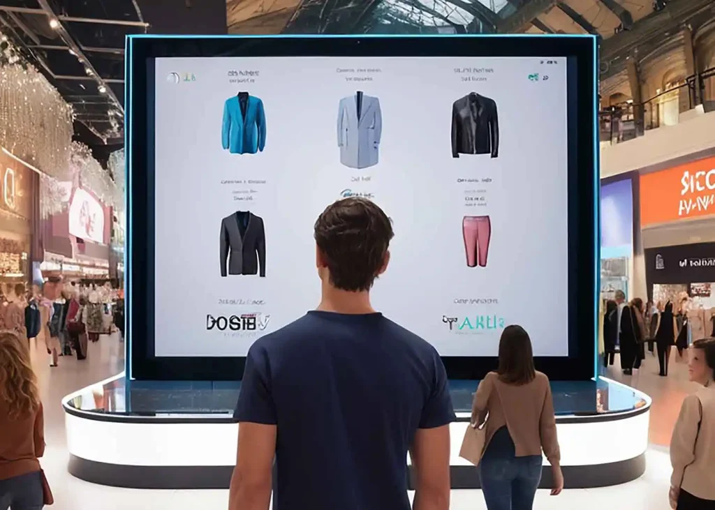 Retail digital signage Usage: An in-store digital signage displays up-to-date pricing and product information in a retail store.