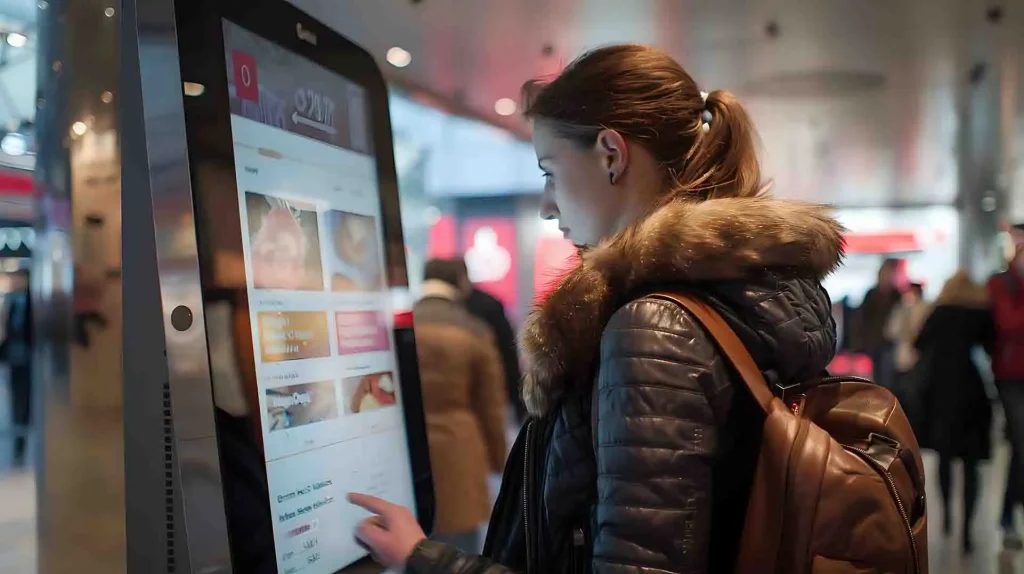 Retail digital signage Usage: Interactive digital kiosk in a retail store for browsing products and placing orders.