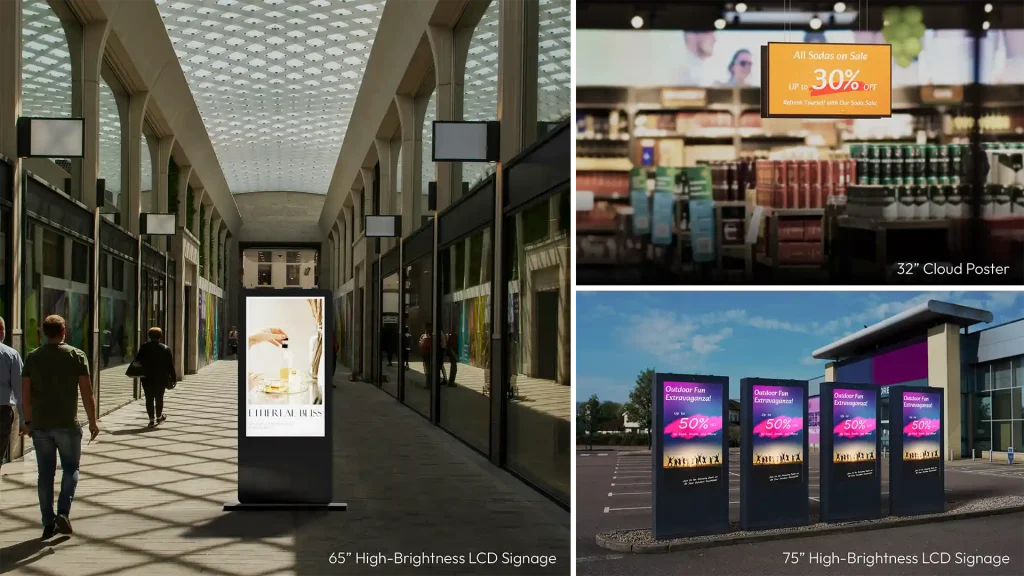 Retail digital signage Usage: posters, kiosks, video walls, and smart shelf tags.