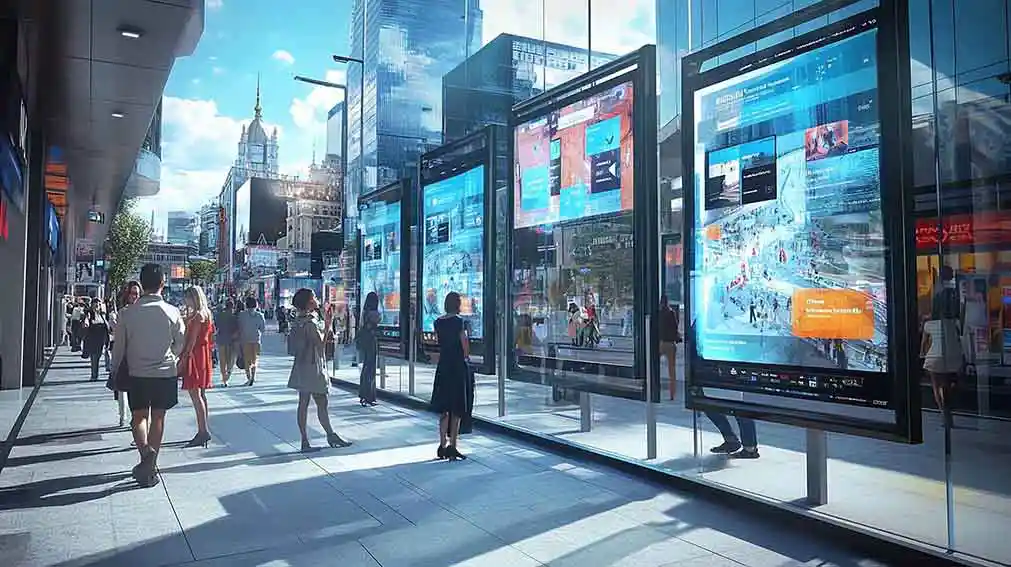 Digital screen for advertising effectively captures the attention of passersby.